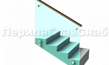 Ограждение с деревянным поручнем на выносе на точечном креплении на лестнице купить в Нижнем Новгороде