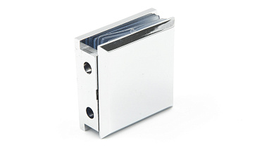 Коннектор для душевой  стена-стекло 45х45 мм, 90°, с двумя отверстиями, цинк, полированный t731 PZn купить в Нижнем Новгороде