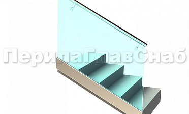 Ограждение с поручнем на выносе в зажимном профиле на лестнице купить в Нижнем Новгороде