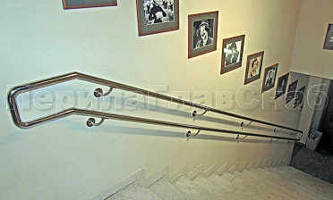 Двойной пристенный поручень из нержавейки купить в Нижнем Новгороде