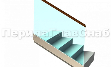 Ограждение с деревянным поручнем на профиле на лестнице купить в Нижнем Новгороде