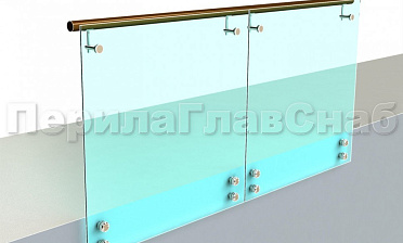 Ограждение с деревянным поручнем на выносе на точечном креплении купить в Нижнем Новгороде