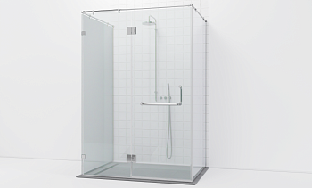 Комплект фурнитуры для душевой перегородки возле стены с дверью и глухими стеклами t571-1 в Нижнем Новгороде. Готовые проекты ПерилаГлавСнаб