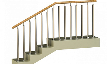 Ограждения с двумя стойками в каждую ступень с пластиковым поручнем и без ригелей в Нижнем Новгороде. Готовые проекты ПерилаГлавСнаб Ограждения с двумя стойками в каждую ступень с пластиковым поручнем и без ригелей в Нижнем Новгороде. Готовые проекты ПерилаГлавСнаб