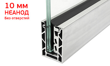 Комплект профиля зажимного для стекла 10мм и 5+5 , без отверстий, НЕАНОД. алюминий 100х60мм, т100-4-10  купить в Нижнем Новгороде