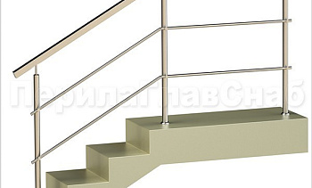 Два ригеля на держателях, квадратный поручень и круглые стойки в Нижнем Новгороде. Готовые проекты ПерилаГлавСнаб