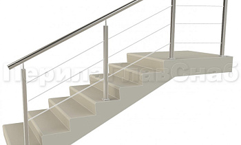 Ограждения из нержавейки. Заполнение из 3х тросиков. Квадратные стойки. в Нижнем Новгороде. Готовые проекты ПерилаГлавСнаб Ограждения из нержавейки. Заполнение из 3х тросиков. Квадратные стойки. в Нижнем Новгороде. Готовые проекты ПерилаГлавСнаб