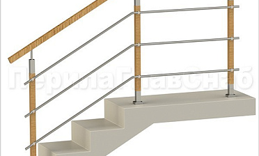 Три ригеля на держателях, квадратные деревянные поручень и стойки купить в Нижнем Новгороде