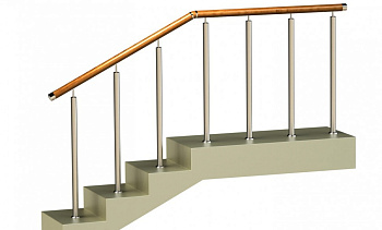 Ограждения со стойками в каждую ступень с круглым деревянным поручнем без ригелей в Нижнем Новгороде. Готовые проекты ПерилаГлавСнаб Ограждения со стойками в каждую ступень с круглым деревянным поручнем без ригелей в Нижнем Новгороде. Готовые проекты ПерилаГлавСнаб