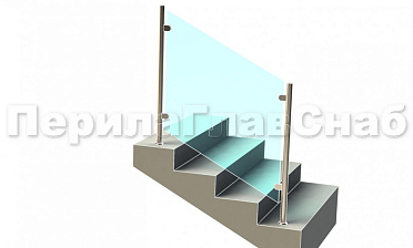 Ограждения лестницы без поручня с зажимными стеклодержателями и стойками купить в Нижнем Новгороде