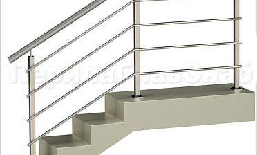 Четыре ригеля на сварке, круглый поручень и квадратные стойки купить в Нижнем Новгороде