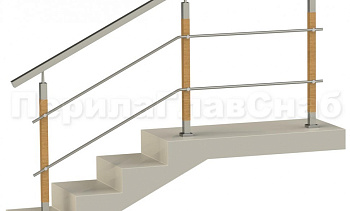 Два ригеля на держателях, квадратный поручень и квадратные деревянные стойки в Нижнем Новгороде. Готовые проекты ПерилаГлавСнаб