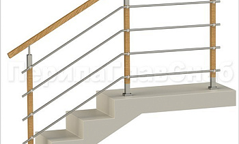 Четыре ригеля на держателях, квадратный деревянный поручень и стойки с деревянными вставками в Нижнем Новгороде. Готовые проекты ПерилаГлавСнаб Четыре ригеля на держателях, квадратный деревянный поручень и стойки с деревянными вставками в Нижнем Новгороде. Готовые проекты ПерилаГлавСнаб