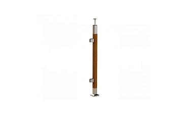 Готовая стойка 40х40х950 мм, деревянная, со вставками из нержавеющей стали 2х100 мм с 2 зажимными стеклодержателями k740-4-L купить в Нижнем Новгороде Готовая стойка 40х40х950 мм, деревянная, со вставками из нержавеющей стали 2х100 мм с 2 зажимными стеклодержателями k740-4-L купить в Нижнем Новгороде