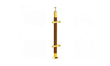 Готовая стойка 40х40х950 мм, деревянная, со вставками из нержавеющей стали 2х100 мм с 2 пластинчатыми стеклодержателями, под золото k740-2-G купить в Нижнем Новгороде Готовая стойка 40х40х950 мм, деревянная, со вставками из нержавеющей стали 2х100 мм с 2 пластинчатыми стеклодержателями, под золото k740-2-G купить в Нижнем Новгороде