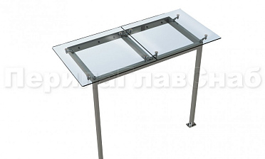 Стеклянный козырек на прямом каркасе со стойками купить в Нижнем Новгороде