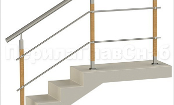 Два ригеля на держателях, круглый поручень и квадратные деревянные стойки в Нижнем Новгороде. Готовые проекты ПерилаГлавСнаб Два ригеля на держателях, круглый поручень и квадратные деревянные стойки в Нижнем Новгороде. Готовые проекты ПерилаГлавСнаб