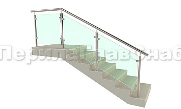 Ограждение для лестницы из нержавейки с зажимными стеклодержателями для крыльца купить в Нижнем Новгороде