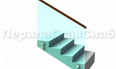 Ограждение с деревянным поручнем на точечном креплении на лестнице купить в Нижнем Новгороде