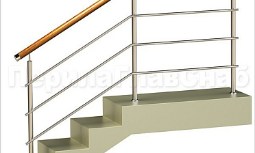 Три ригеля на сварке, круглый деревянный поручень и круглые стойки купить в Нижнем Новгороде