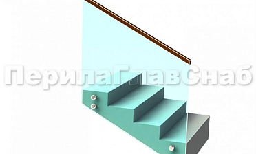 Ограждение с квадратным деревянным поручнем на точечном креплении на лестнице купить в Нижнем Новгороде