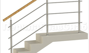 Три ригеля на сварке, квадратный деревянный поручень и круглые стойки купить в Нижнем Новгороде