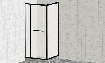 Комплект душевой с внутренней подвижной дверью,толщина стекла 8мм, 900х900х2000, AUSI 304, черная t470 Bl в Нижнем Новгороде. Готовые проекты ПерилаГлавСнаб