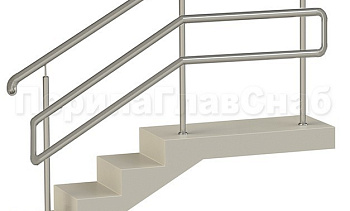 Нержавеющие ограждения с двойным поручнем без ригелей - вариант 1 в Нижнем Новгороде. Готовые проекты ПерилаГлавСнаб