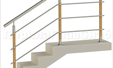 Три ригеля на держателях, квадратные поручень и деревянные стойки купить в Нижнем Новгороде