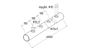 Труба AISI 304 25х1х6000, с перфорацией под  Ø12, 30°, GRIT 600 837-5 купить в Нижнем Новгороде Труба AISI 304 25х1х6000, с перфорацией под  Ø12, 30°, GRIT 600 837-5 купить в Нижнем Новгороде