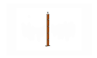 Дизайнерская плоская комбинированная стойка в сборе из шлифованной нержавеющей стали и древесины дуба с четырьмя ригеледержателями k742-2 купить в Нижнем Новгороде