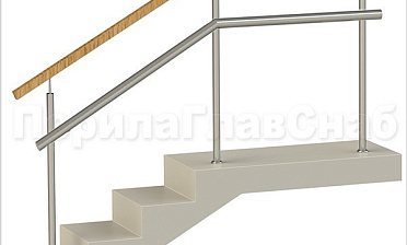 Ограждения с квадратным деревянным поручнем и дополнительным поручнем без ригелей купить в Нижнем Новгороде